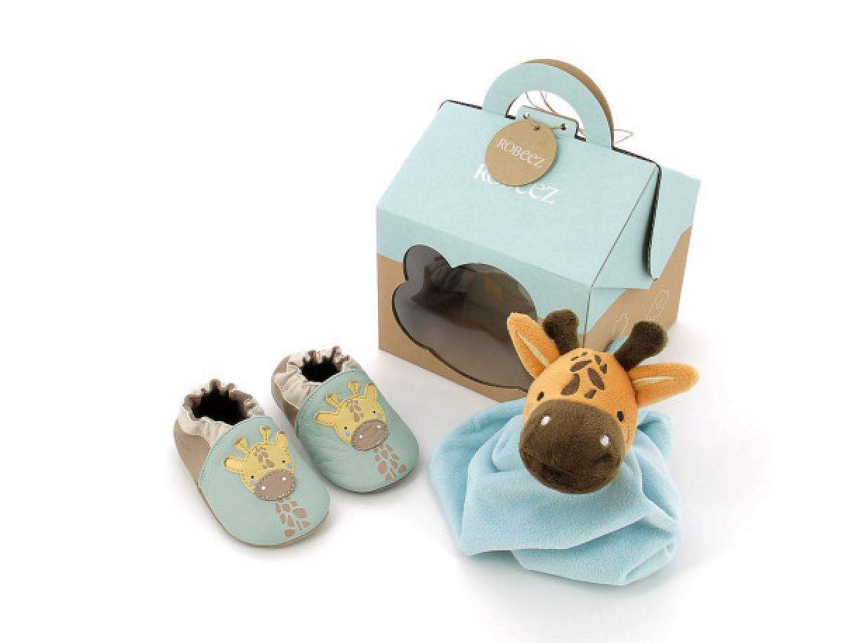 Coffret naissance Robeez chaussons et doudou garçon